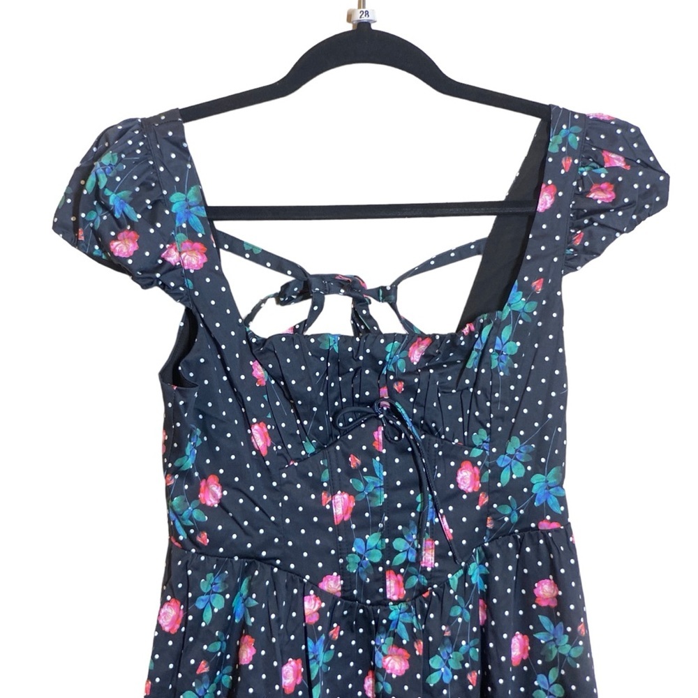NWOT FOR LOVE & LEMONS Florentina Black & Floral Print Midi Dress, size Small - Picture 3 of 14